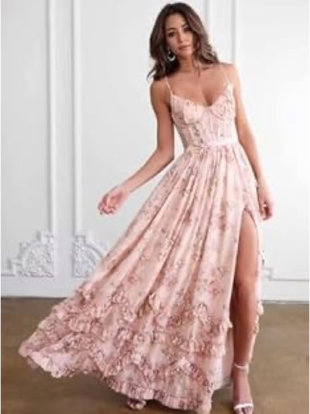 Blush Pink Maxi Dress with Side Slit